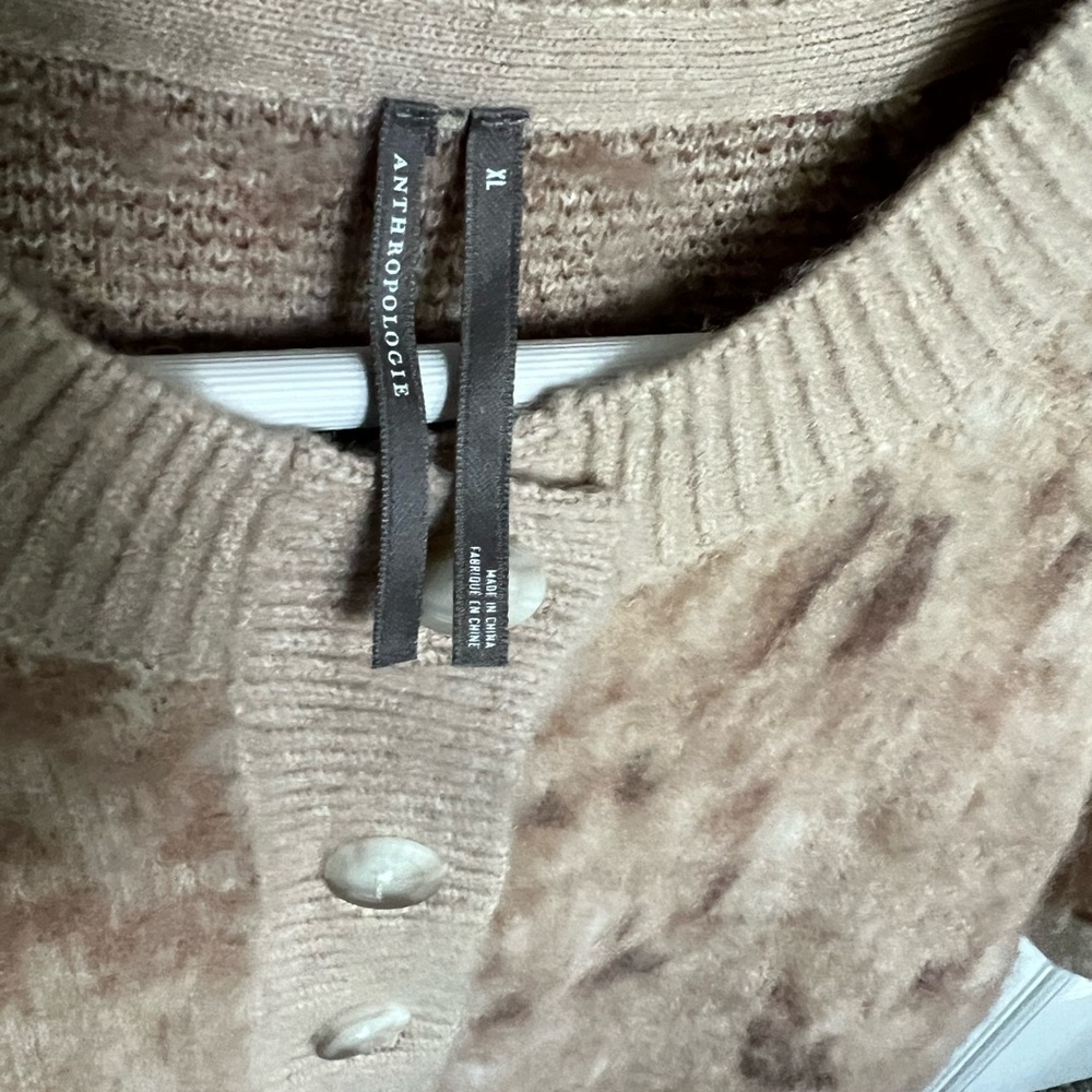 Anthropologie Women Cropped Short Sleeve Cardigan Animal Print Sweater SZ XL NEW - Picture 8 of 14